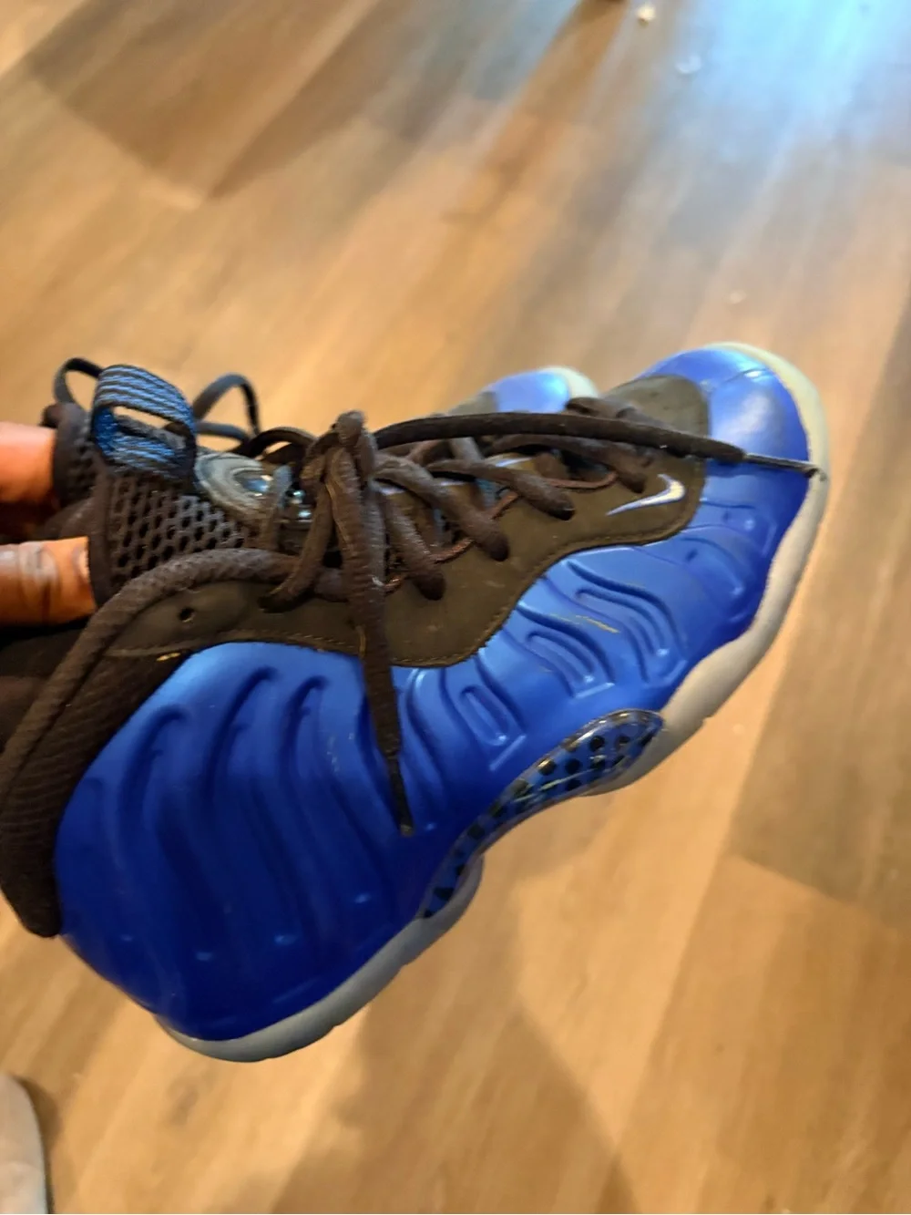 Nike Kids Royal Blue and Black Foamposite-Style Sneakers